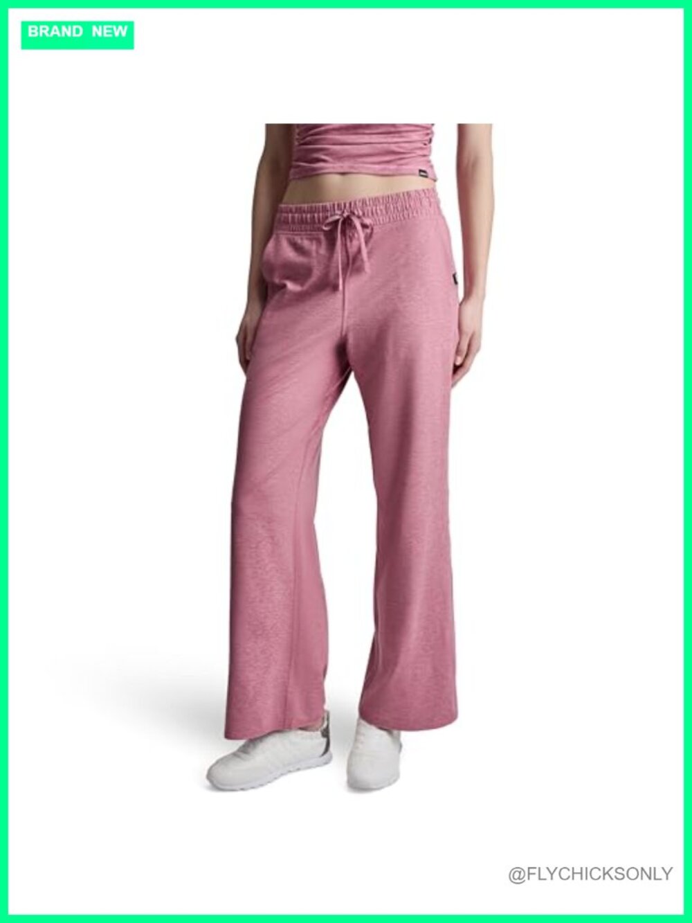 Mid Rise Open Leg Pant with Pockets Spacedye Pull On Wide Leg Loose Fit